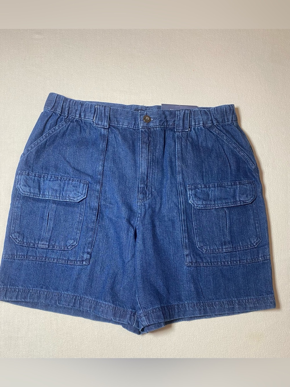croft & barrow Blue Denim Cargo Shorts with Front Flap Pockets